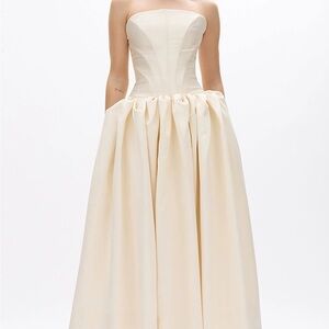 Rachel Gilbert Strapless Cream Gown
